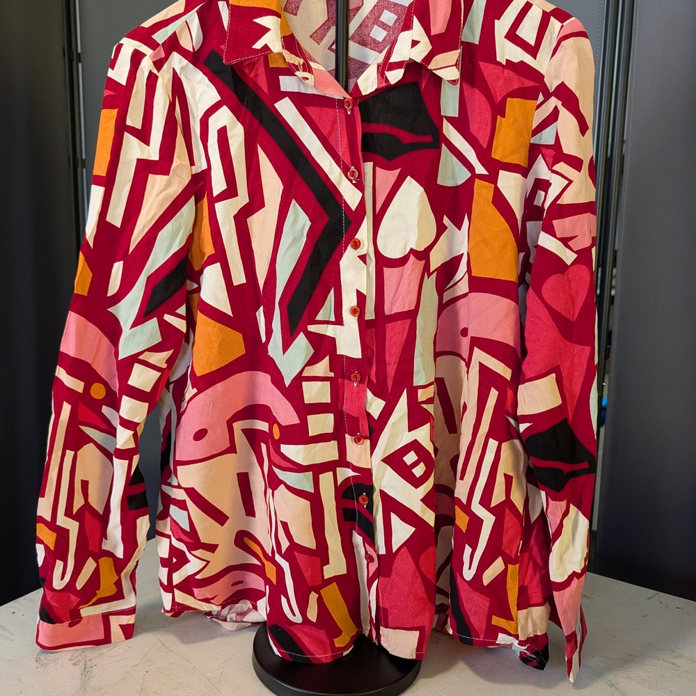 Abstract Patterned Women's Jacket Big Dart UK 18
